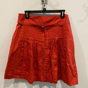 LOFT red pleated skirt with belt